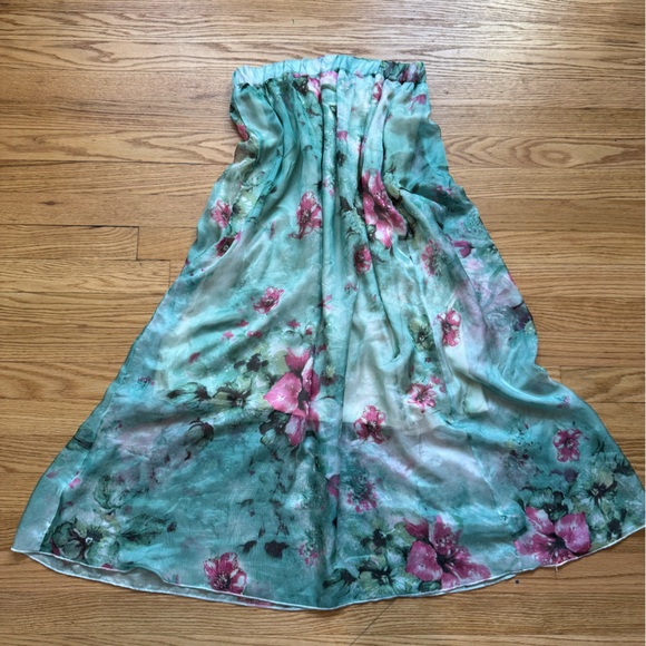 Floral Green and Pink Women's Skirt - Picture 1 of 2